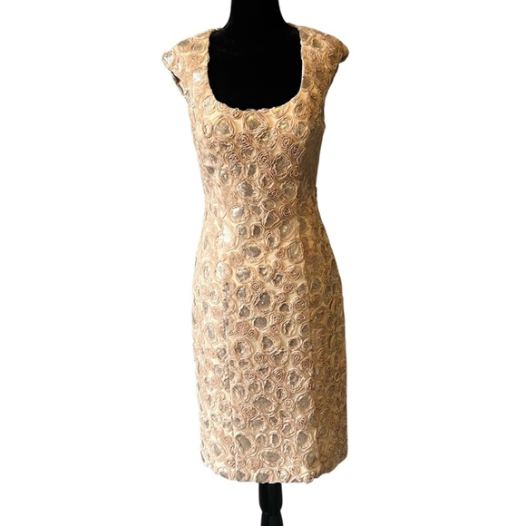Sue Wong Cocktail Dress Embellished with Sequins Women’s Size 6 Champagne/Blush - Picture 2 of 12